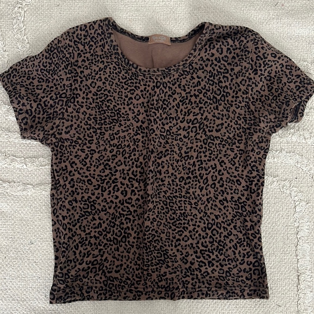 BRANDY MELVILLE/JOHN GALT BROWN LEOPARD PRINT TOP, SIZE S/M